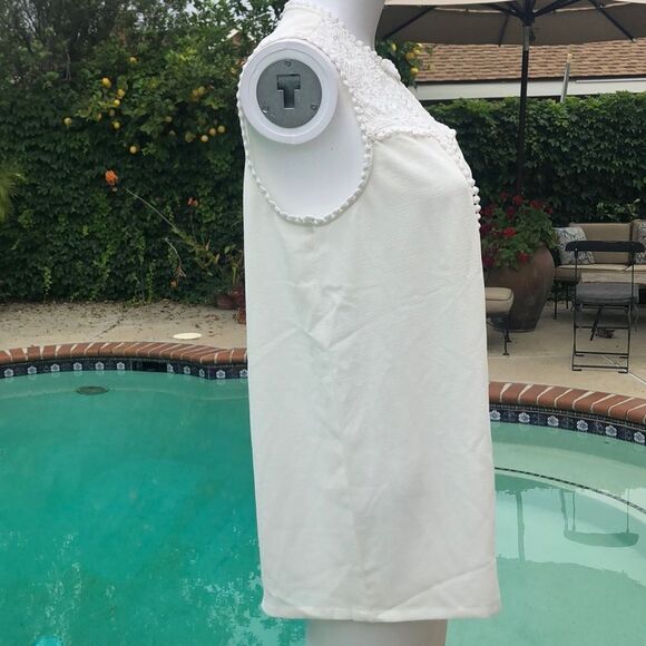 Halogen Lace & Crepe White Top Sz Medium - Picture 7 of 12